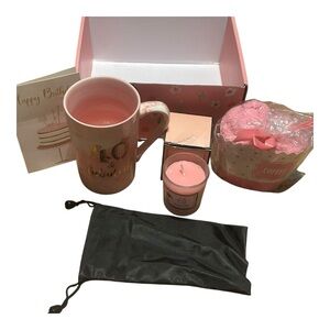 40 & Fabulous Birthday Gift Set‎ Pink Mug Candle Coffee Socks Card Present